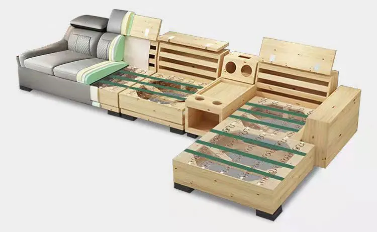 Leisure Modular Leather Sofa Comfortable Durable Deep Home Sofa Set Furniture