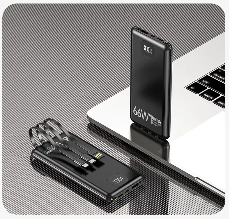 66w Pd Fast Charging Power Bank Battery 20000mah 10000mah Portable Charger Powerbanks With Charging Cable for huawei for apple