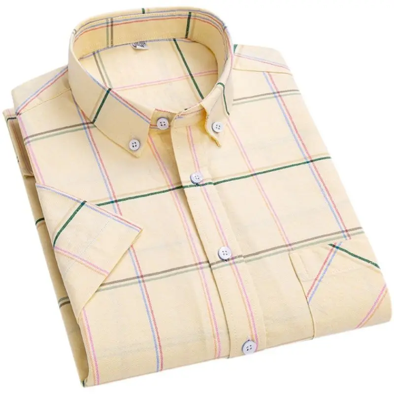 Mens Short Sleeve Dress Shirts Wrinkle Free Solid Casual Button Down Shirts with Pocket