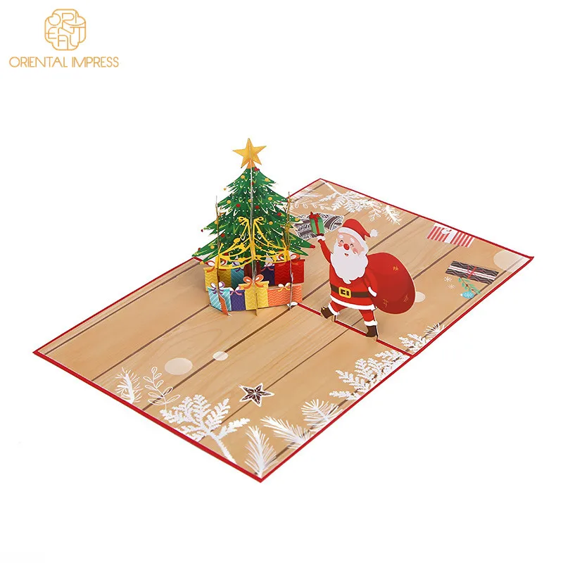 2024 Pop Up Christmas Greeting Card 3D Santa Claus and Christmas Tree Card