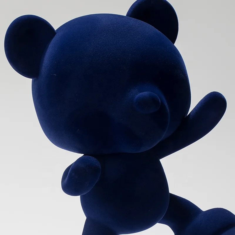 3D Light luxury Resin flocking bear ornaments in Md size model room floor sculpture art sales office hotel