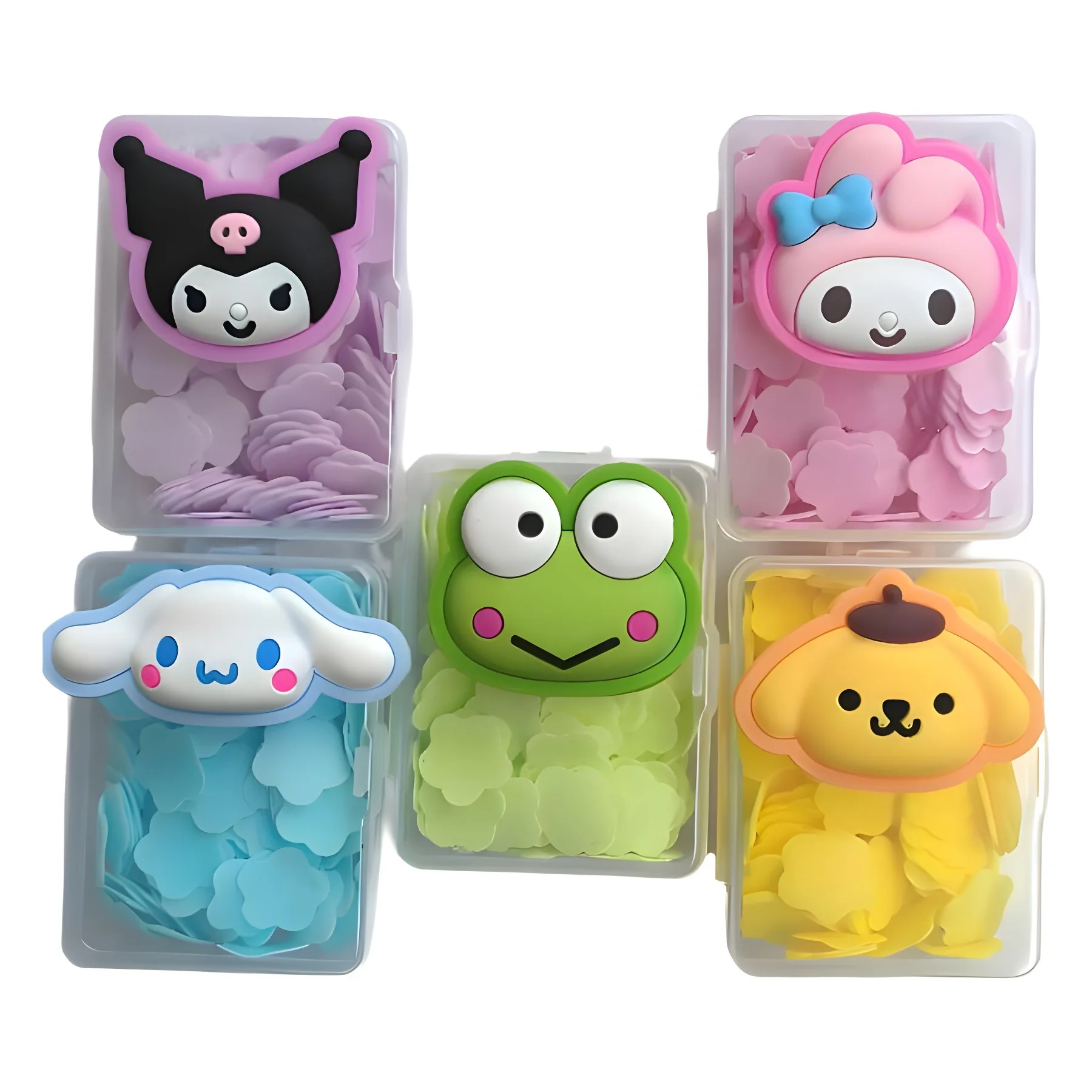 wholesale sanrioed 80pc Kawaii hello kt Petal soap disposable hand sanitizer Kuromi Character Anime Figure Portable outdoor soap