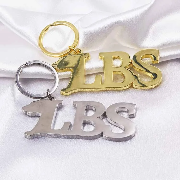 Wholesale Custom Accessories KeyChain Metal 3D letter Logo Key Chain gold sliver die cast key chains