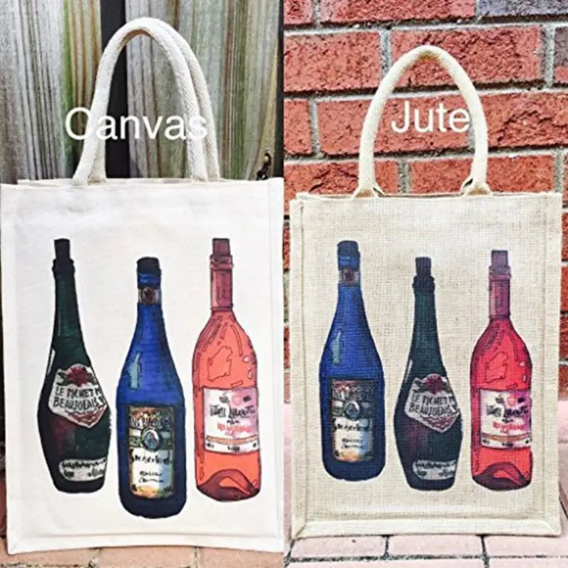 Customizable Logo Silk and Cotton Biodegradable Drawstring Wine Tote Bag Jute Jewelry and Burlap Basket for Shopping