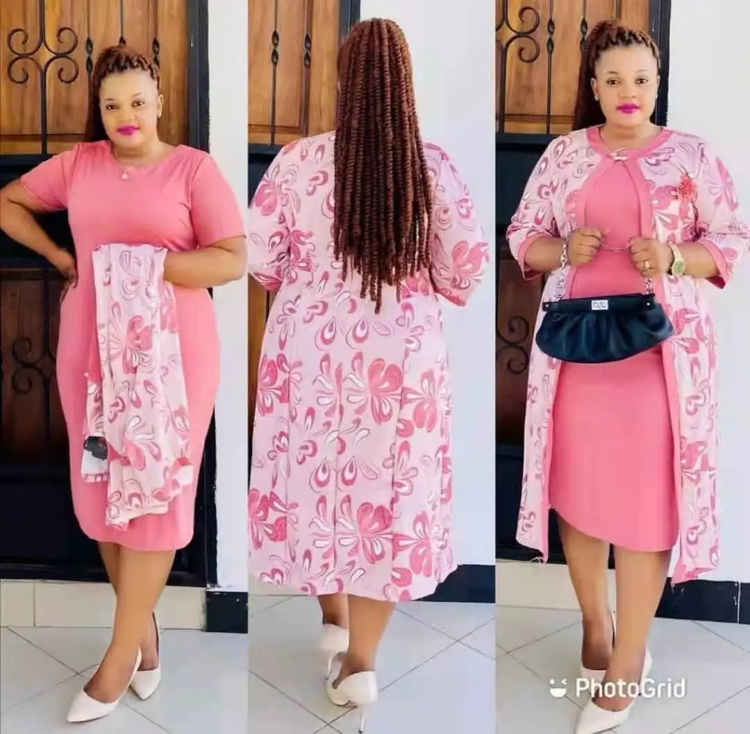 Turkey women office clothing 2-pieces set plus size long coat and dress women clothes