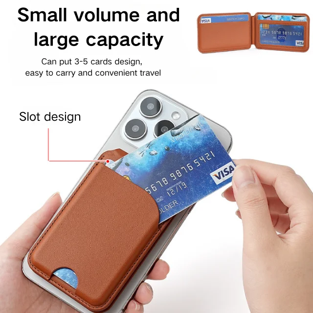 Custom RFID Slim Pu leather magnet card holder wallet with ID window for iphone series