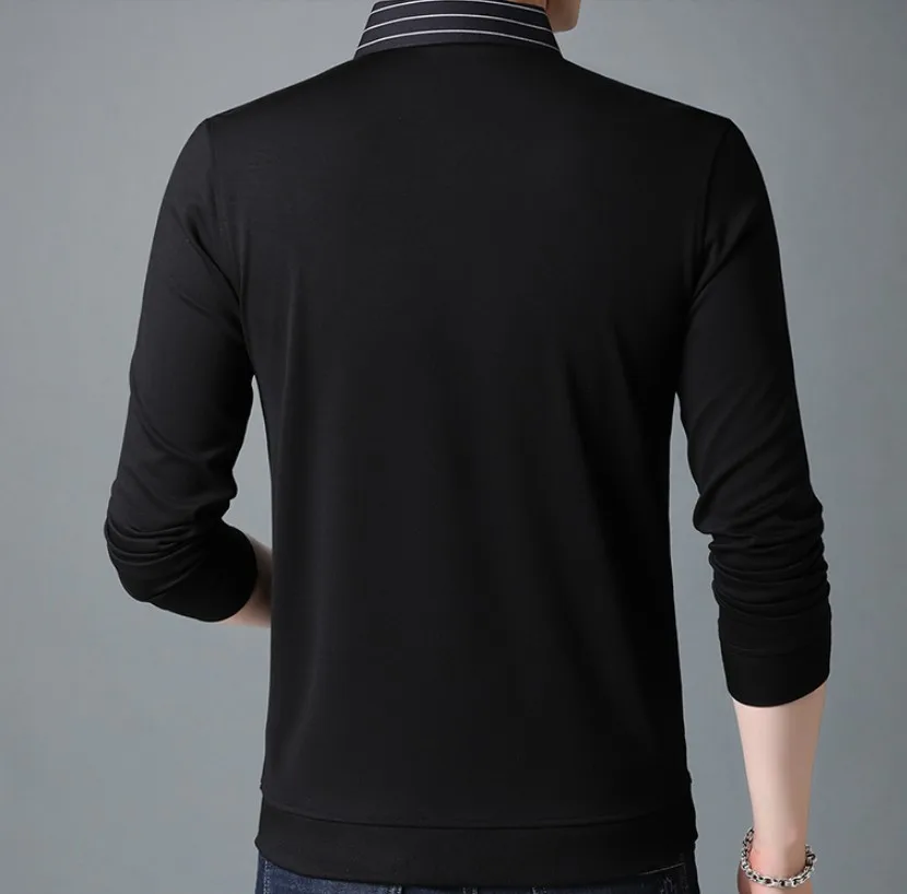 long sleeve  new style  v-neck false two t-shirts for men custom