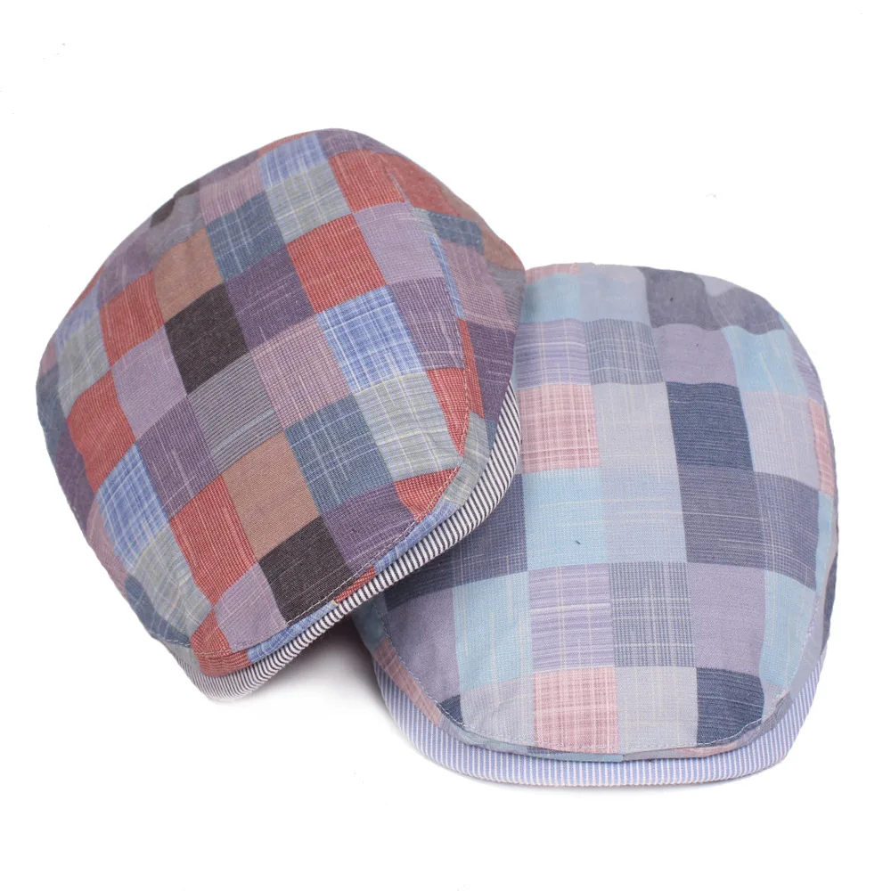 Factory Wholesale Ivy Beret Colored Plaid Ivy Cap With Visor Spring Summer Advance Cotton Ivy Hat