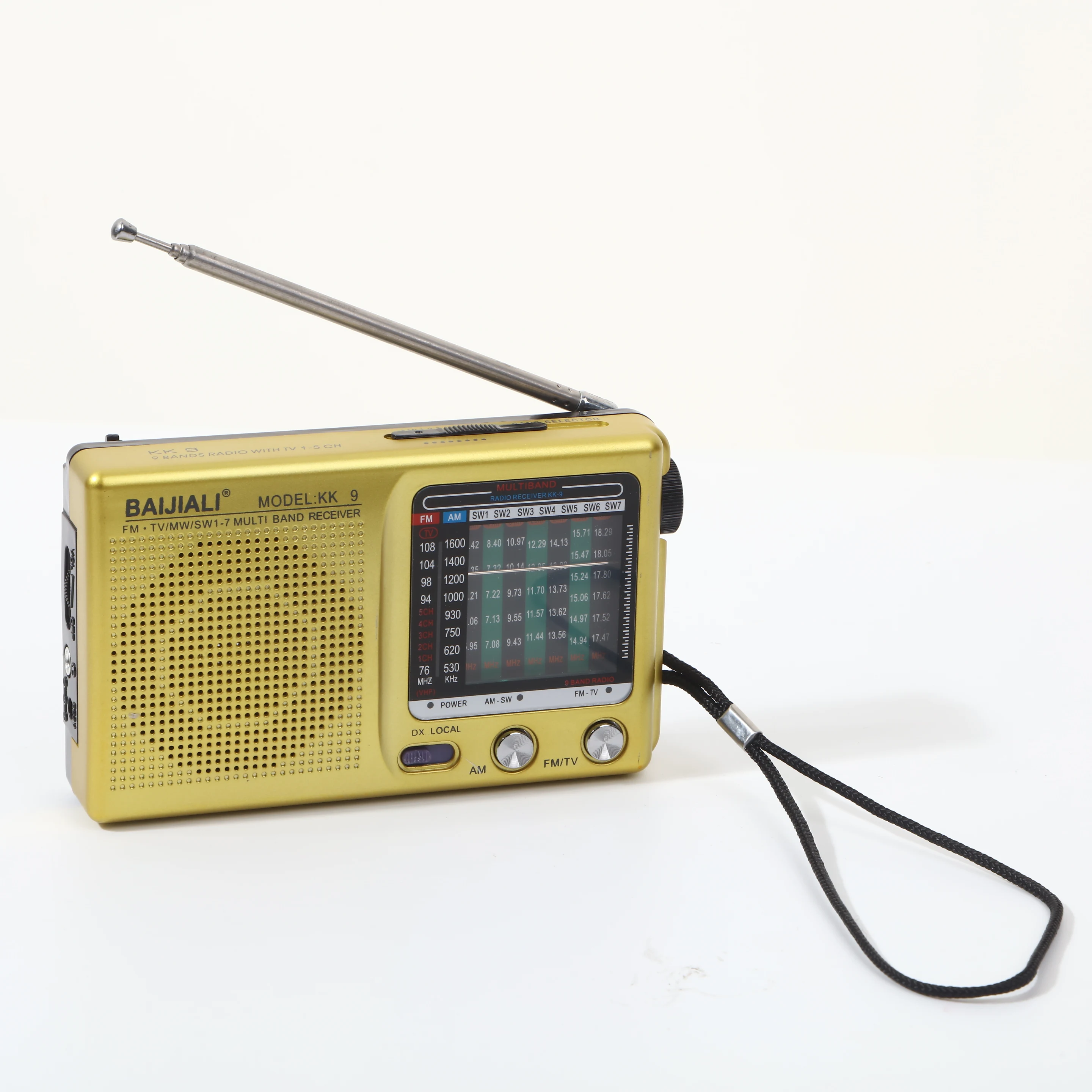 Mini Radio multibande Portable FM/AM/SW, radio KK9 FM shortwave elderly radio Full multi-band black silver gold tri-color
