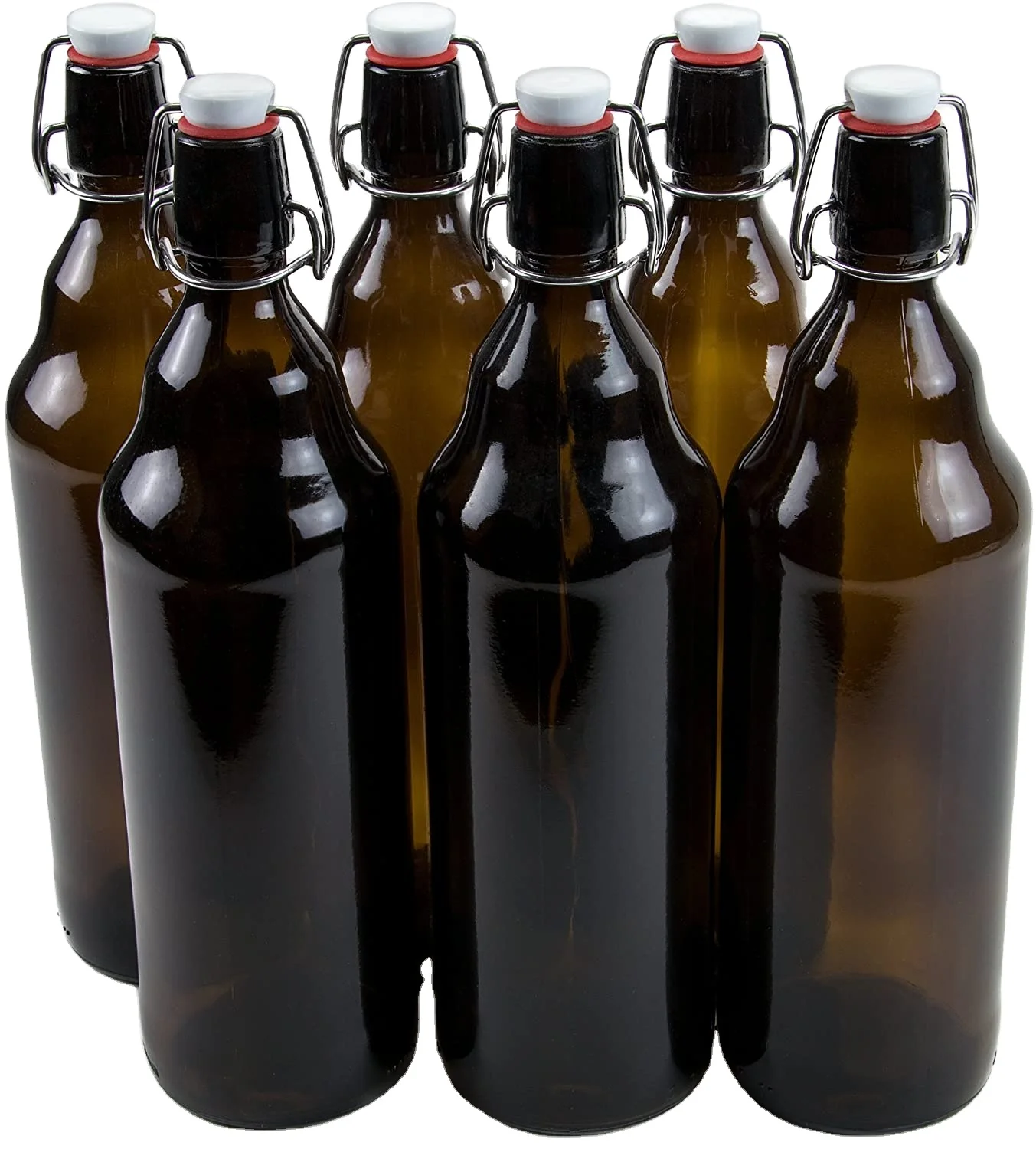 1000 ml Glass Amber Airtight Swing Top Seal Storage for Home Brewing of Alcohol Kombucha Tea