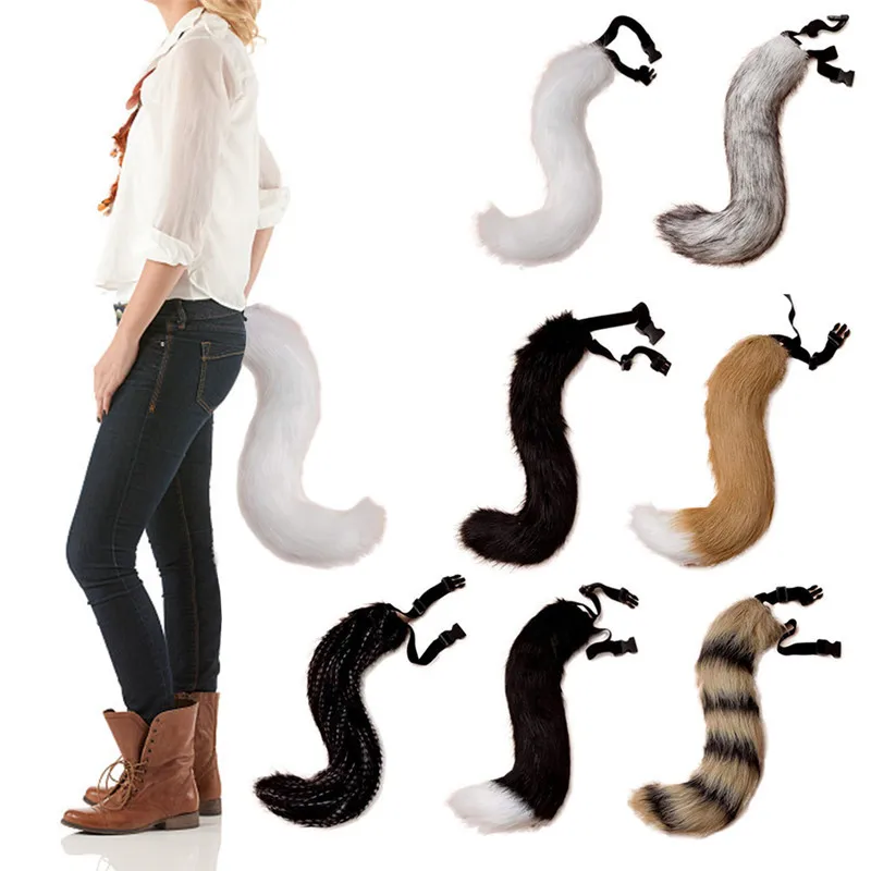 JSFUR Faux Fur Tail for Cosplay Halloween Party Costume