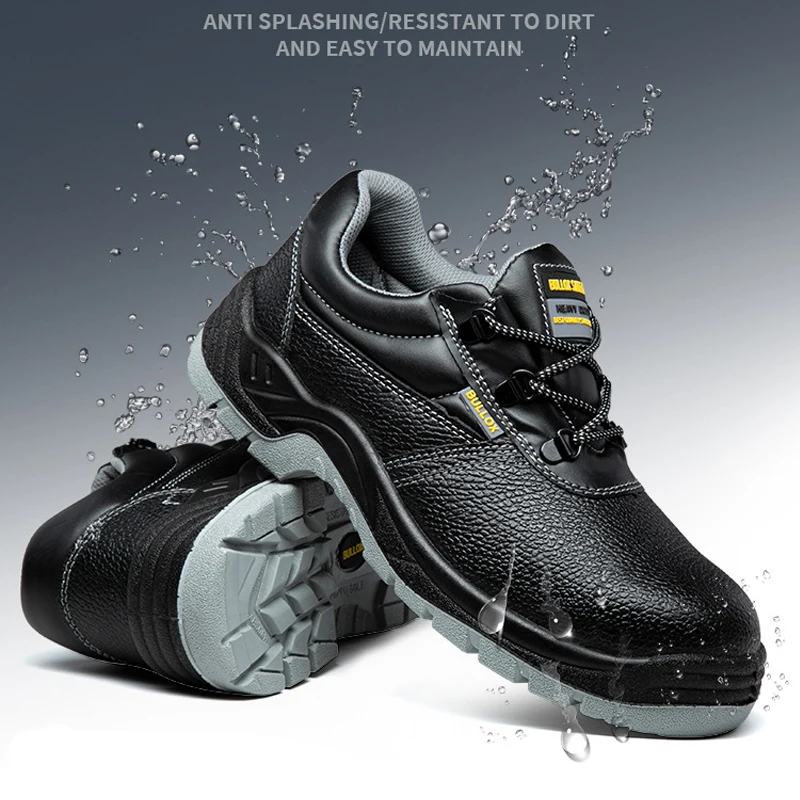 Genuine Leather Mens Safety Shoes Steel Toe S1P S3 Construction Safety Boots Anti Puncture Industrial Safety Shoes For Worker