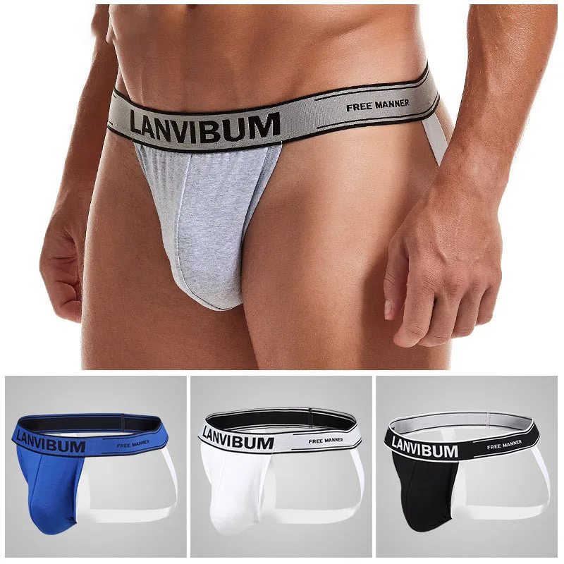 Manufacturers European And American Boys Cotton Underwear Mid-waist Large Size Sexy Thong For Men