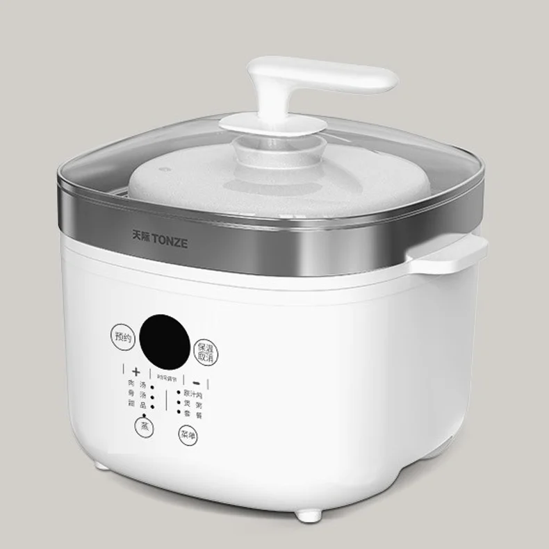 4L Micro Computer Double Boiler Cooking Stainless Steel Top Cover Ceramic Crockpot Slow Cooker