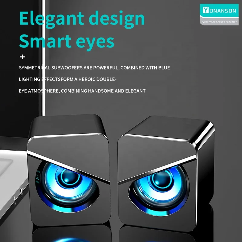 Newly Universal Small 3D Woofer Desktop Table USB 3.5MM Audio PC External Speaker Compatible with Computer,Smartphone,Laptop