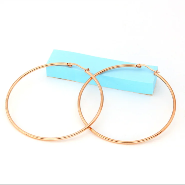 Модные серьги-кольца из титановой стали, позолоченные серьги-кольца, очаровательные большие серьги-кольца для девочек