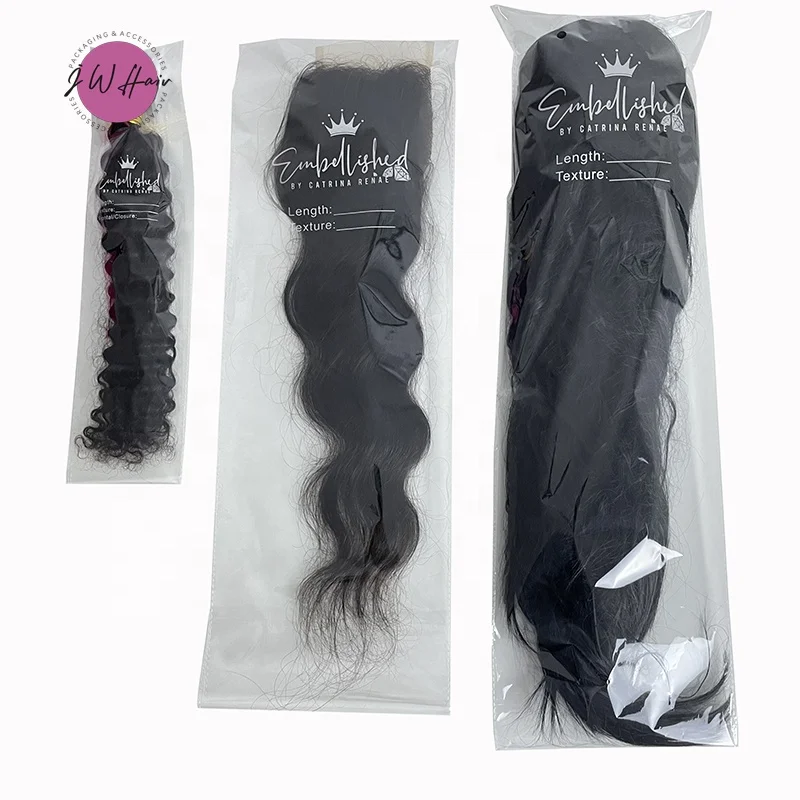 Custom Resealable Apparel Package OPP Bag, Self Sealing Transparent Bag Clear Plastic Bundle Wig Hair Opp Bags.