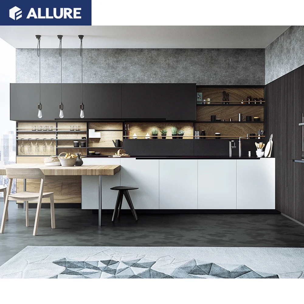 Allure flat pack prefabricated complete waterproof metal new model modern kitchen cabinet sets guangdong sale in lahore