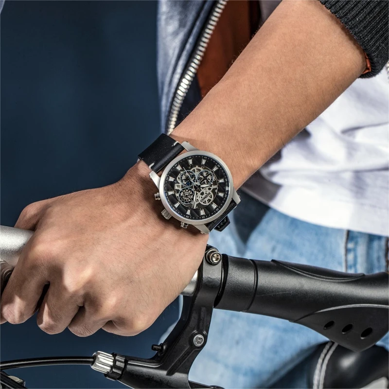 Montre Homme Luxury Military Leather Mechanical Watches Auto Date Waterproof Automatic Watch For Men