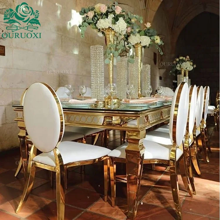 Wedding Furniture Rectangle Mirror Surface Hotel Room Dining Tables