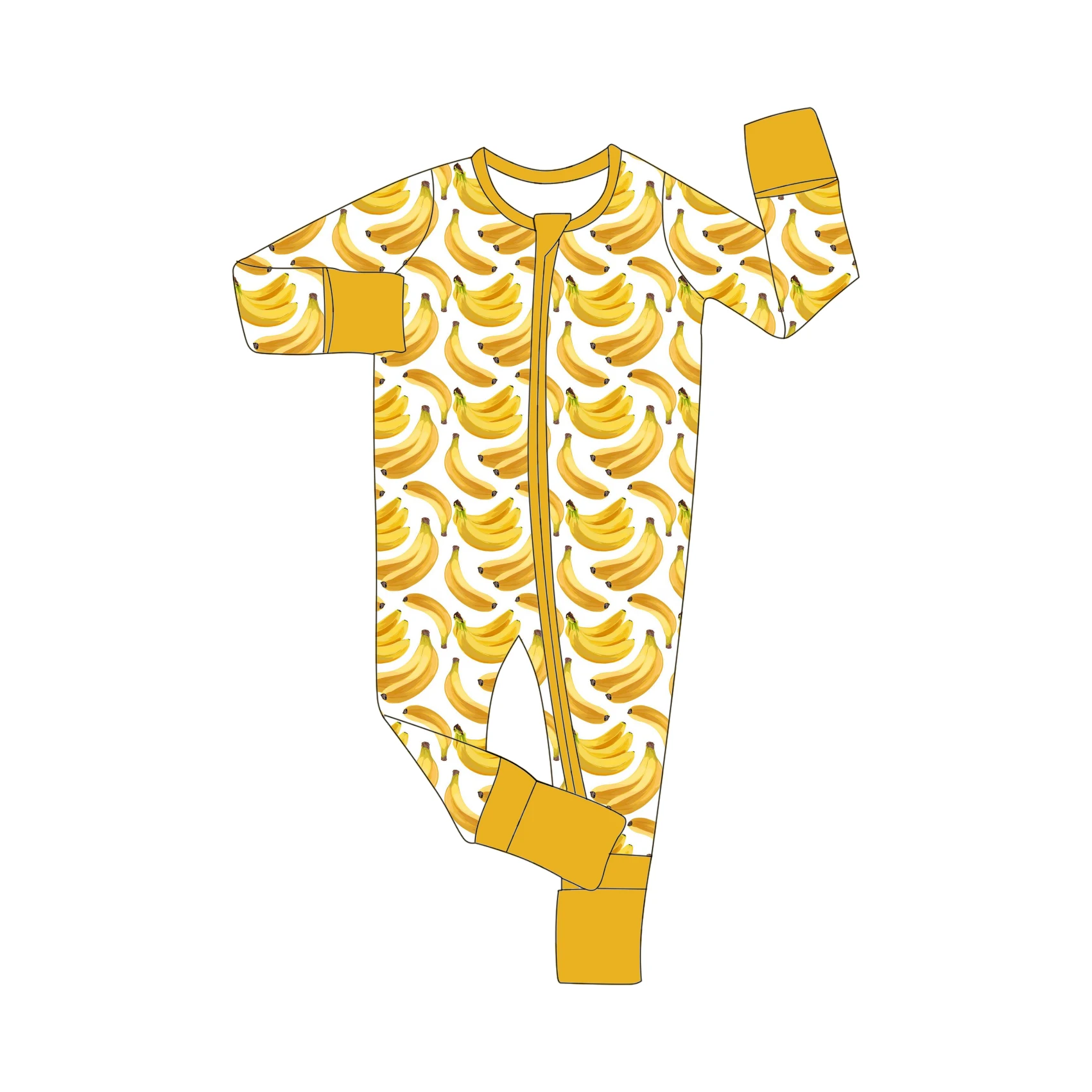 Hot Selling New Manufacturer Fangyi Custom Fruit Banana Print Bamboo Fiber Long Sleeve Tights Tights Baby Clothes Set
