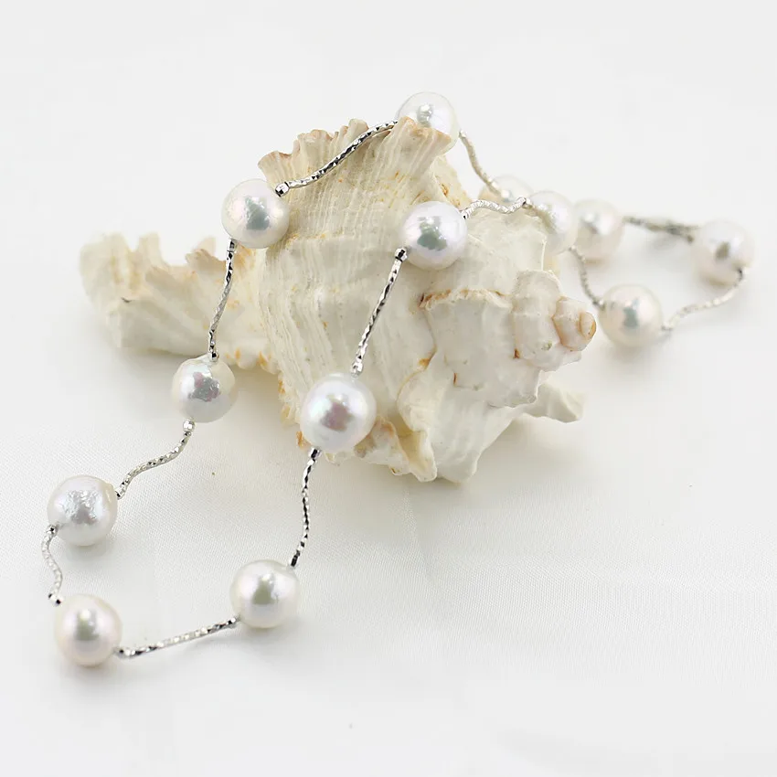 925 sterling silver wholesale baroque edison shape fresh water freshwater natural pearl jewelry necklace
