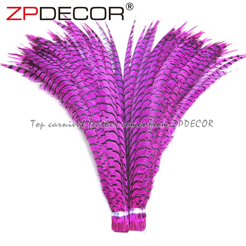  Ведущий поставщик ZPDECOR оптовая продажа 80-90 см окрашенное длинное женское перо в виде зебры фазаньского хвоста для карнавальных