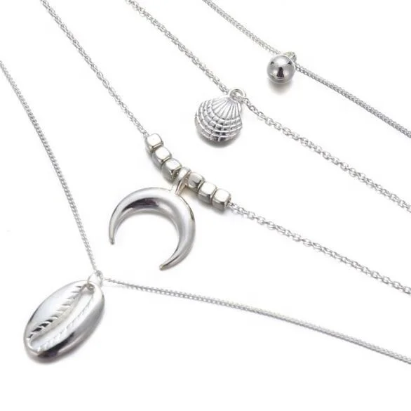 2019 New Fashion Women Accessories Bohemian Jewelry Alloy Pendant Necklace Chain