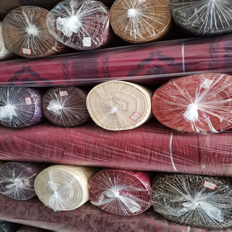 china supplie factory Cheap Beautiful Flower Stretch Satin Jacquard Polyester stock lot Fabric for curtain