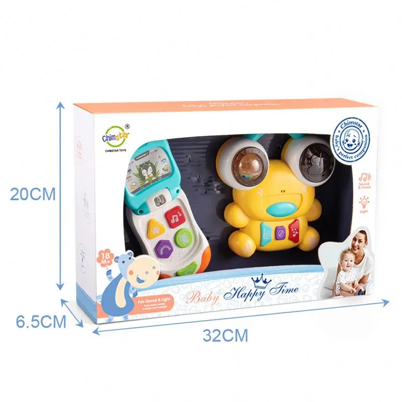Baby puzzle light music mobile phone baby early education learning sound and light flip phone frog clamshell mobile phone set