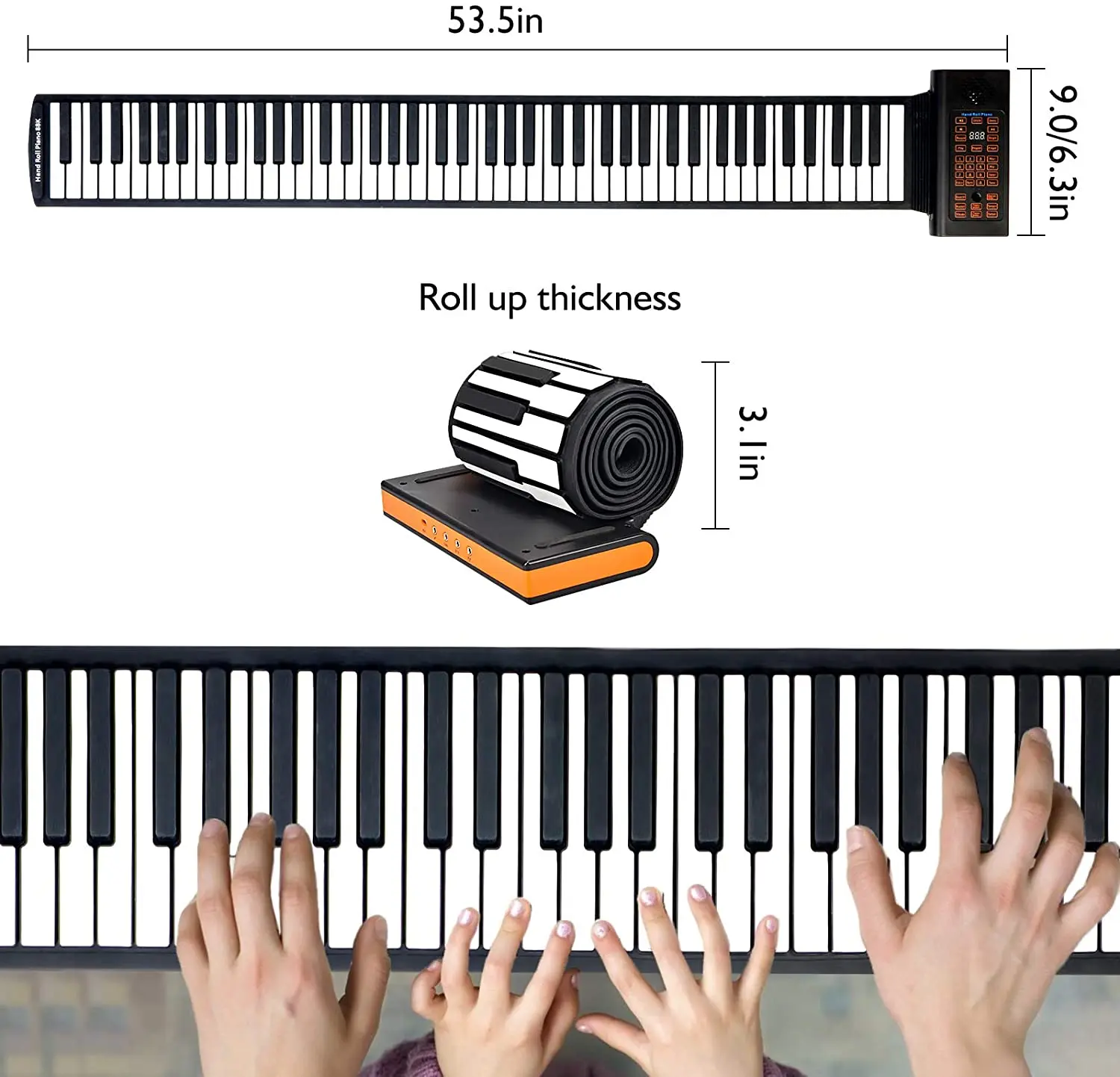Rolling Piano Portable 88 Keys Electronic Keyboard Hand Rolling Piano Built-in Rechargeable Battery