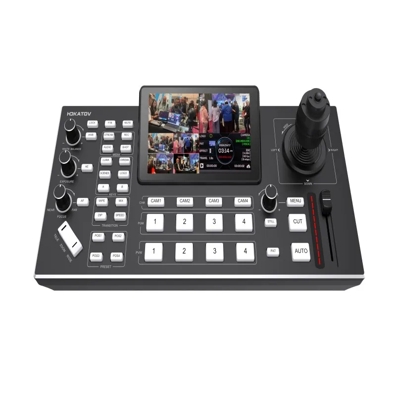 KATOV PTZ Camera Joystick Controller NDI Camera Controller Keyboard with 4D Joystick for Live Streaming
