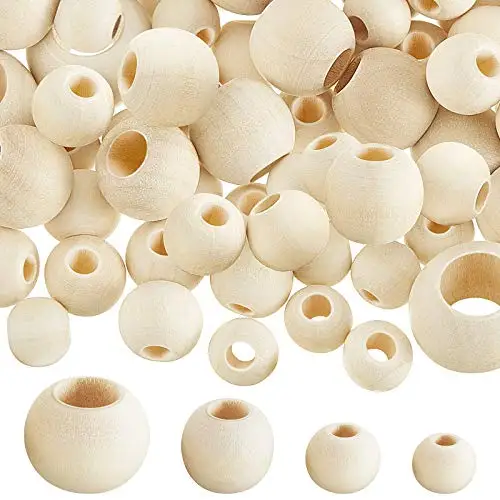 Wholesale 10-40mm Large Hole Wooden Beads Natural Wood Beads for macrame project