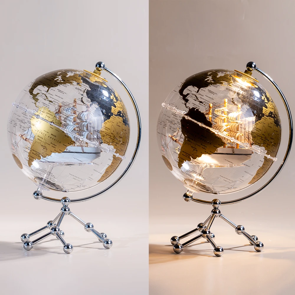 20CM 8Inch Transparent Decor Globe LED Light Kids Gift Illuminated Tabletop World Hoem Decorative Globes