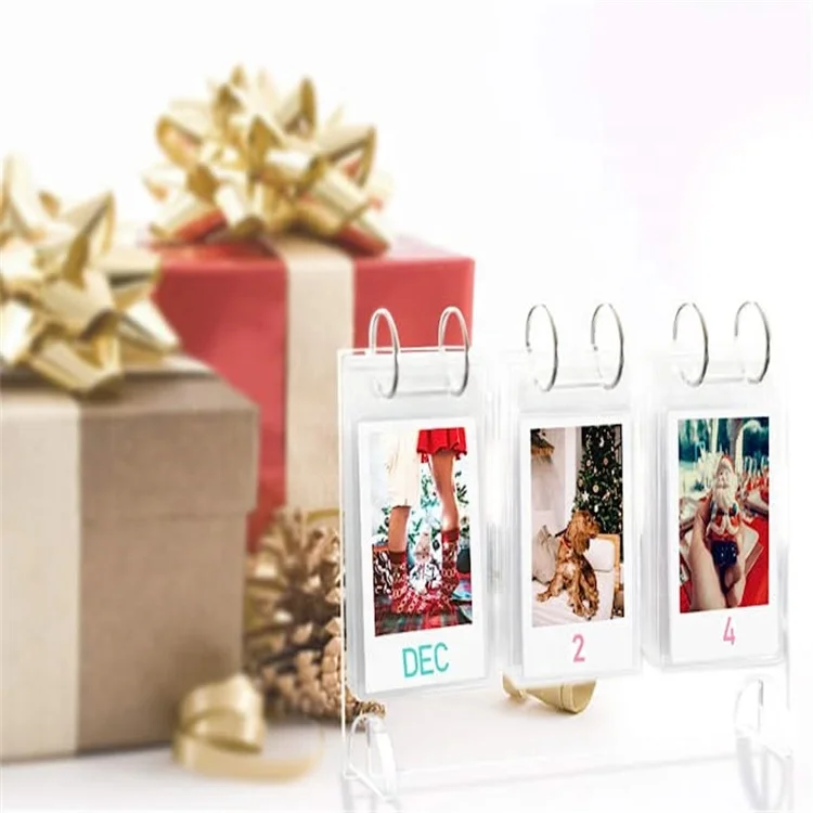 Customized Desktop Mini Photo Album Collection Acrylic Tabletop Calendar Acrylic Photo Frame Display Photo Album for Countertop
