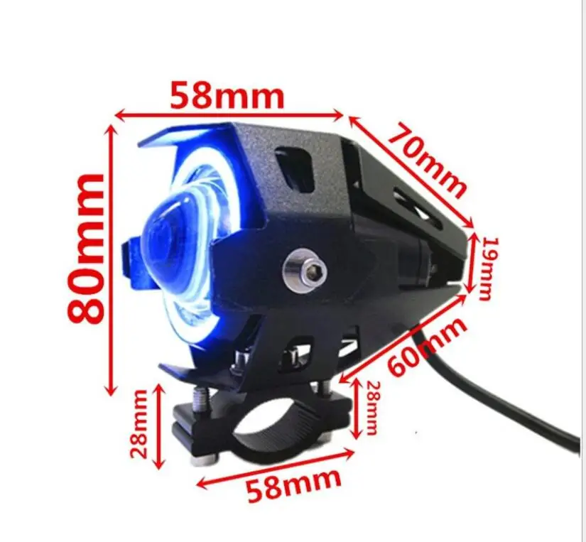 Super Bright U7 Angel Eyes LED Lights Various Color Super Bright 72V Aluminum Electric Scooter Bicycle Headlights External