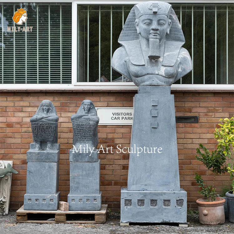 Custom High Quality Marble Statue Life Size Pharaoh Egypten For Outdoor