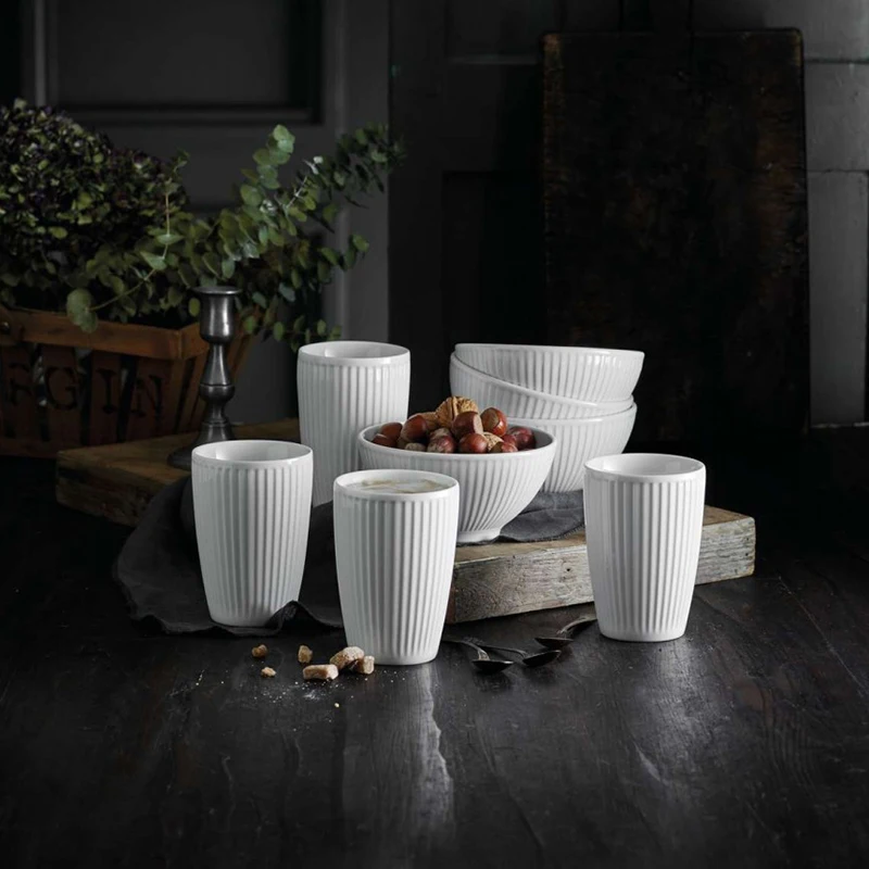 porcelain stackable thermo mugs with isolating double wall mugs empilables isotherme Thermal mug striped fits in car cup holders