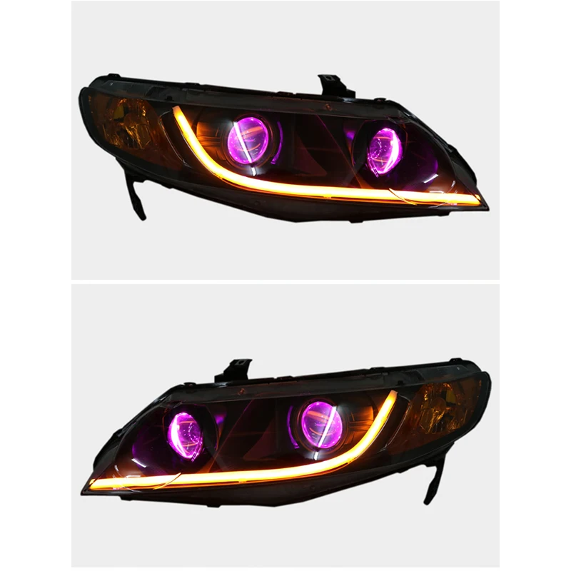 Customized Full LED Headlights For Honda Civic 2006-2011 Bi-xenon Projector Lens Front Lamps With DRL