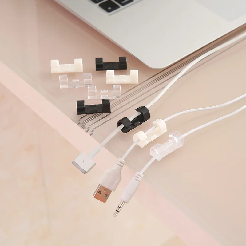 Desktop Wall Wire Holder Cord Management Wire Tie Cable Organizers Tidy Fixed Clamp Clips for Computer TV USB Cable Winder