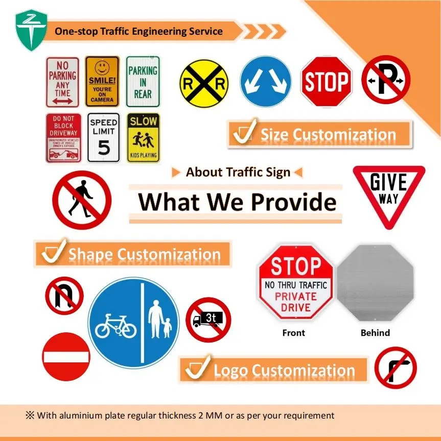 Custom Outdoor Reflective Panneau De Signalisations Adt Safety Traffic Aluminum Street Sign Blanks