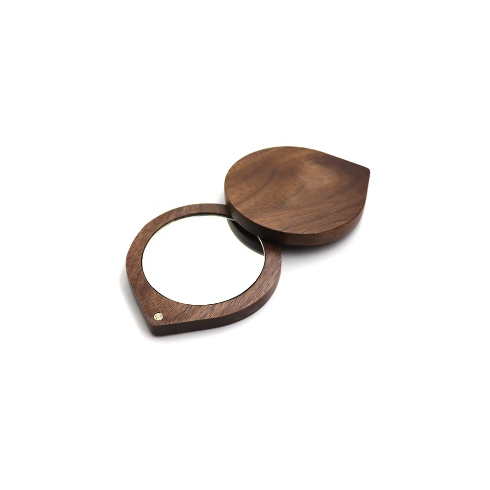 Mini Cute portable Walnut Pocket Mirror
