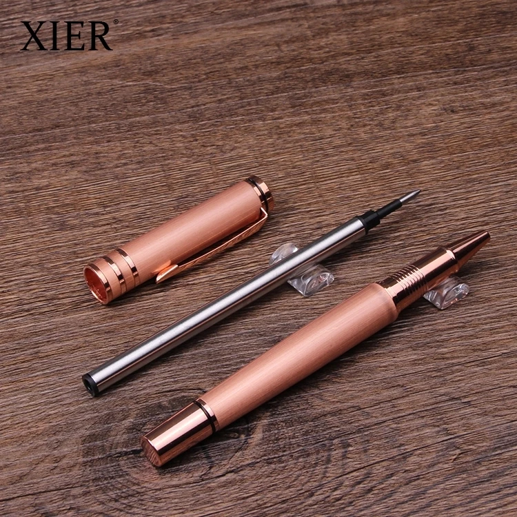 Wholesale Custom engraving printing logo promotional fashion design rose gold luxury liquid roller pens
