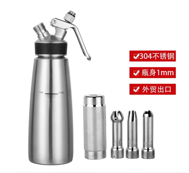 Whipped Cream Dispenser 1 Pint Stainless Steel Cream Whipper Capacity Canister-Using 8G N.2.O Cream Chargers