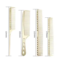 4PCS Professional Aluminum Dressing Comb Barber  Hairdresser Cutting Metal Comb Short Handle Tail Comb