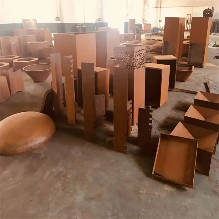 Outdoor Freestanding Wood Burning Corten Steel Fireplace With Log Rack