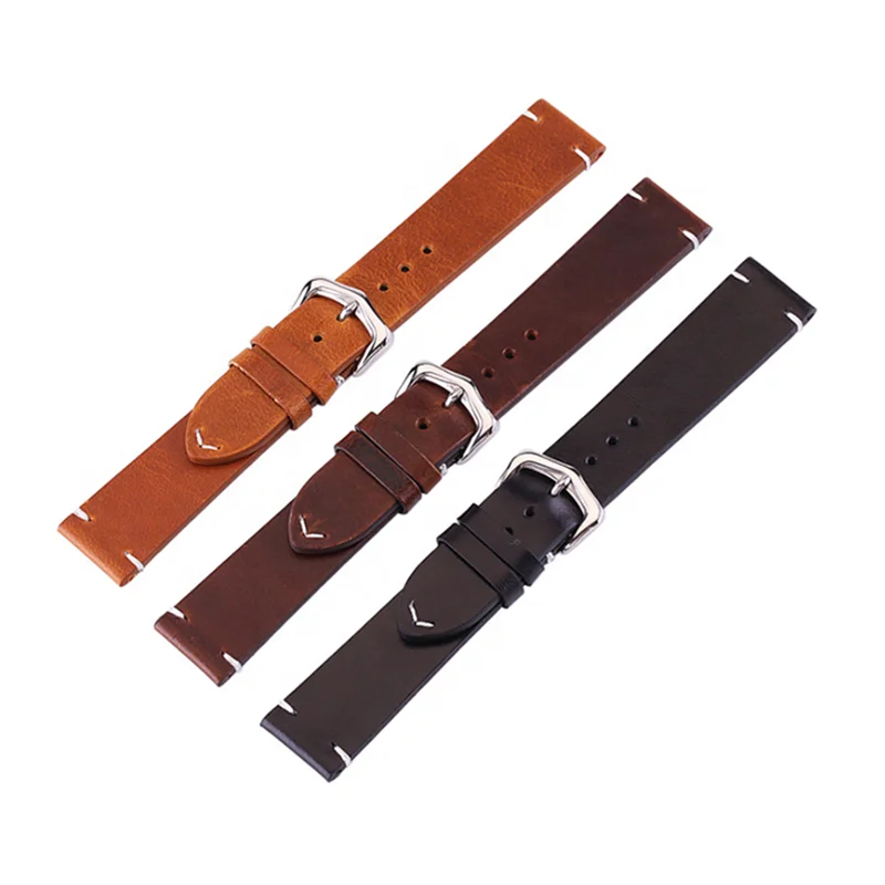 Blue Wide Gray 100 Oem Leather Zulu Watch Strap Thin