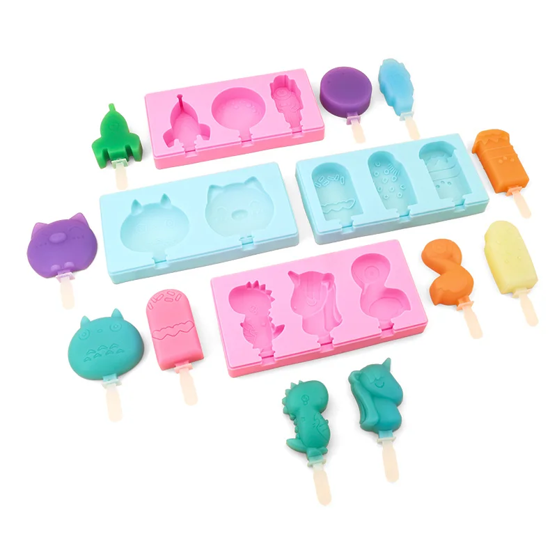 DIY creative three-dimensional dinosaur unicorn Flamingos Popsicle pudding jelly lollipop silicone mold