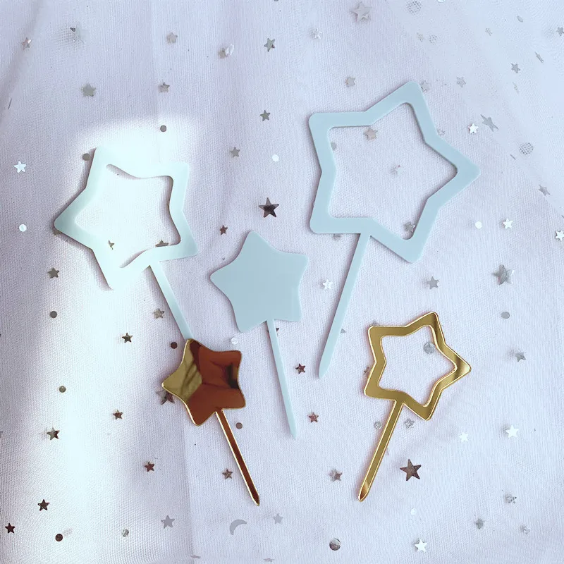 
Baking Decor Multicolor five-pointed Star Acrylic Happy Birthday Cake Topper For Party Supplies Decoration 