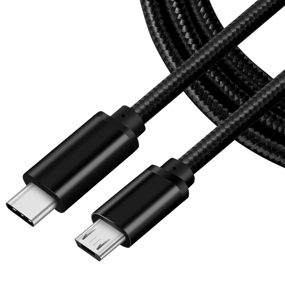 USB C to Micro USB Cable 1FT Nylon Braided Type C to Micro USB Kabel Compatible with Galaxy S7/S6, HTC Sony LG Samsung